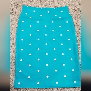 LuLaRoe Teal Polka Dot Pencil Skirt